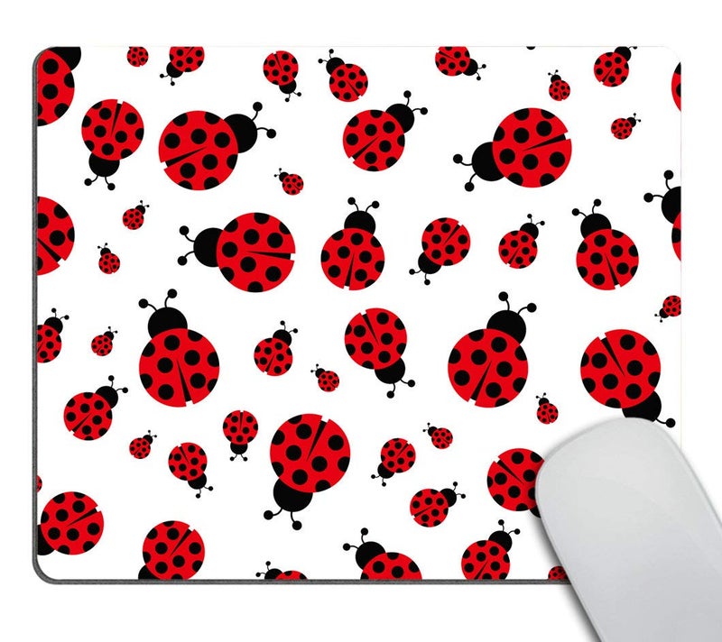 Smooffly Non-Slip Rectangle Mousepad, Red Ladybug Mouse Pad for Home, Office and Gaming Desk - Image 1